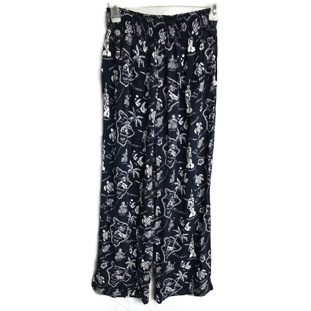 Tommy Bahama Relax Womens Pants Flowy Pajama Lounge Wide Leg Hawaii Island Fish